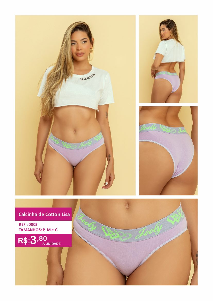 Calcinha de Cotton Lisa - referência 0003