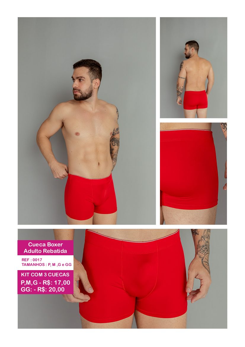 Cueca Boxer Adulto Rebatida - referência 0017