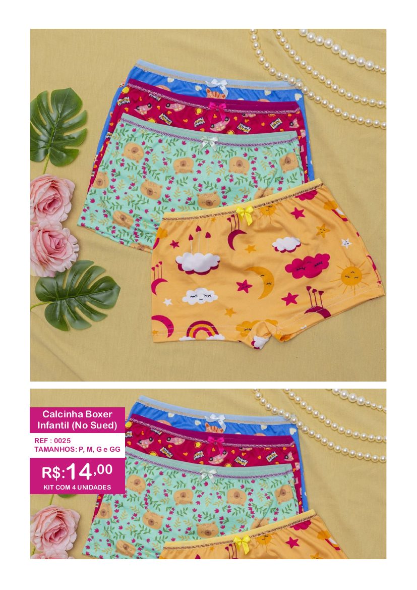 Calcinha Boxer Infantil (No Sued) - referência 0025