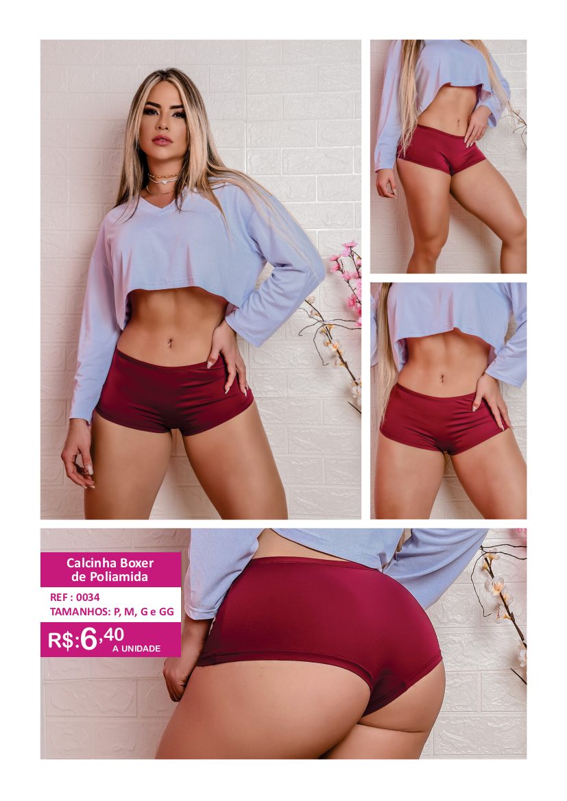 Calcinha Boxer de Poliamida - referência 0034