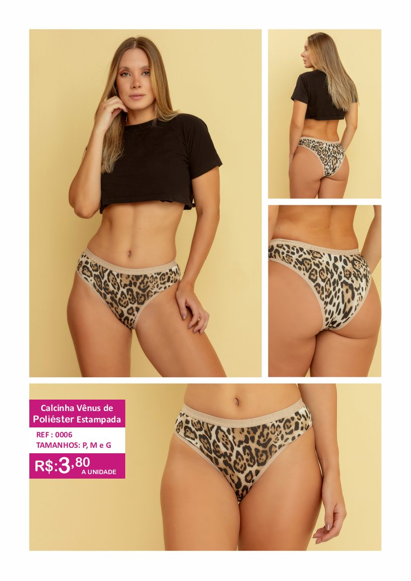 Calcinha Vênus de Poliéster Estampada - referência 0006